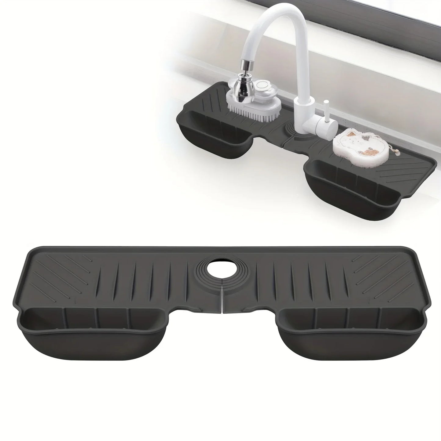 Norvo | SilDry Tallerkenmatte | Antiskli & Moldfri | Varmeresistent Silikon Dreneringsmatte for Vask & Blandebatteri | Sammenleggbar & Oppvaskmaskinvennlig