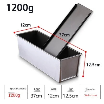 Norvo | Premium Non-stick Aluminiumlegering Toastbokser med lokk - Ulike størrelser (250g/450g/600g/750g/900g/1000g) for baking av brød og kaker