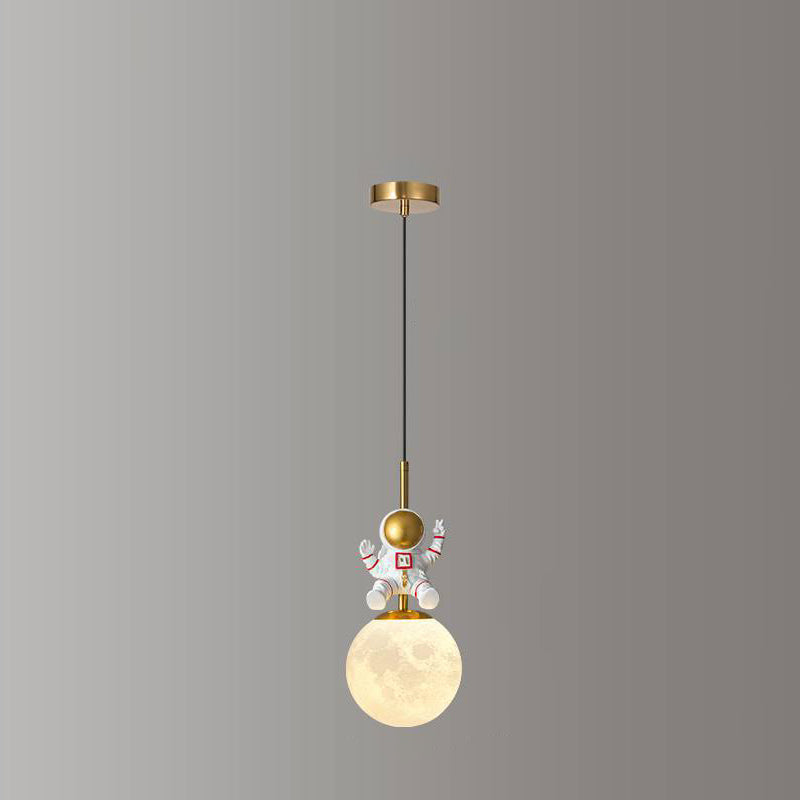 Norvo | Moderne Nordic Barne Orb Astronaut Jern Harpiks 1-Lys Pendellampe for Soverommet