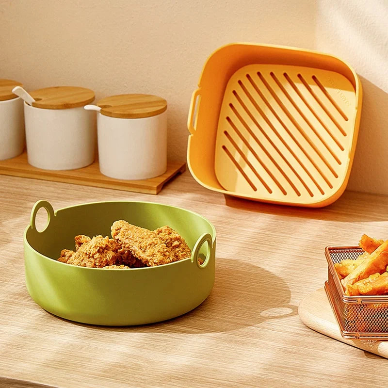 Norvo | Silikon Air Fryer Ovn Bakeplate - Pizza, Stekt Kylling Airfryer Kurv, Lett å Rengjøre Gjenbrukbar Panneforing, og Tilbehør