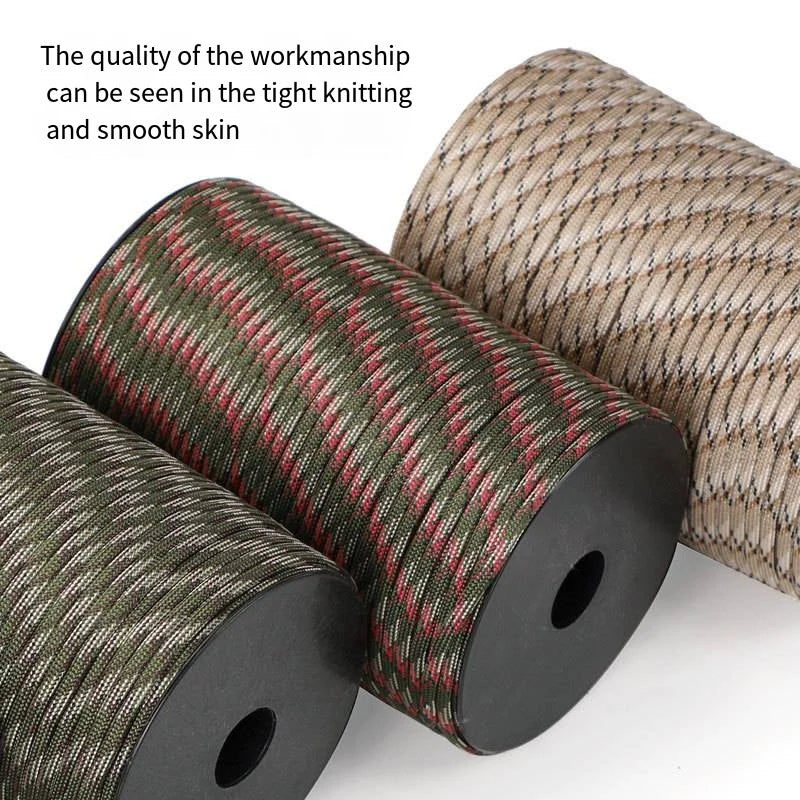 Norvo | 550 Militærstandard Paracord Seil: 100m 4mm Utendørs overlevelsesutstyr for fallskjerm, telt, lanyard, belte - 9-kjerne snor for camping & nødsituasjoner