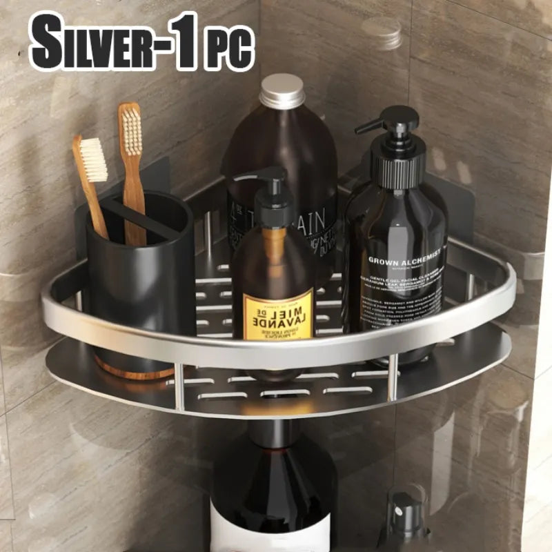 Norvo | Aluminiumlegering Badehylle - Ingen boring Kjøkkenoppbevaring Organizer, Shampoo hylle, Dusjhylle, Enkel installasjon Badeutstyr