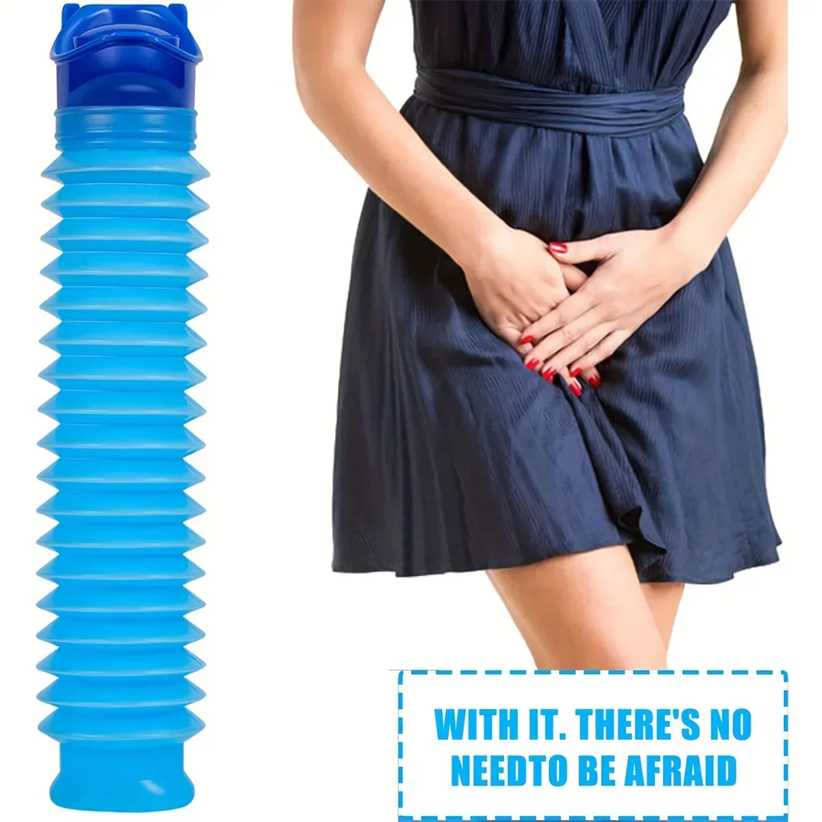 Norvo | Ansblue 750ML Bærbar Mini-Toalett Urinpose - Sammenleggbar og kompakt for reiser, camping og fotturer, egnet for kvinner, menn og barn