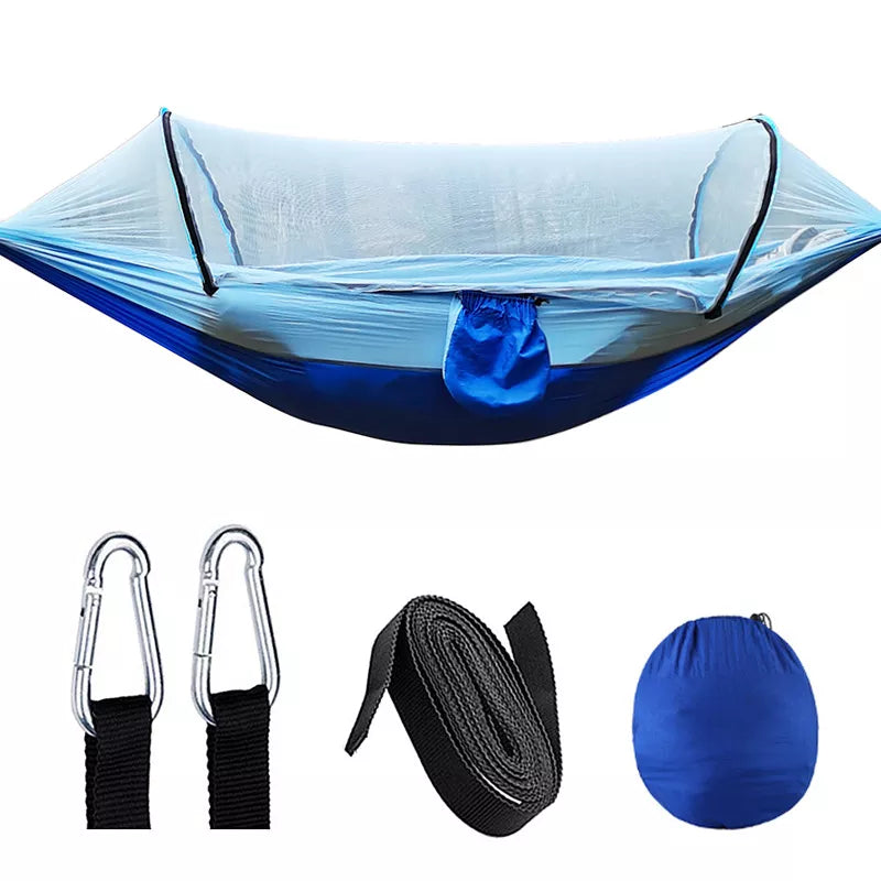 Norvo | Automatisk hurtigåpningsmyggnett-hengekøye: Utendørs camping-sving med anti-kipp nylon skrivebordstol - 260x140cm