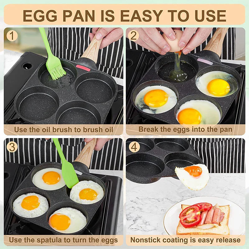 Norvo | LMETJMA 4-kopp Non-stick egge stekepanne - pannekake kokekar egnet for gasskomfyr og induksjonskomfyr JT87