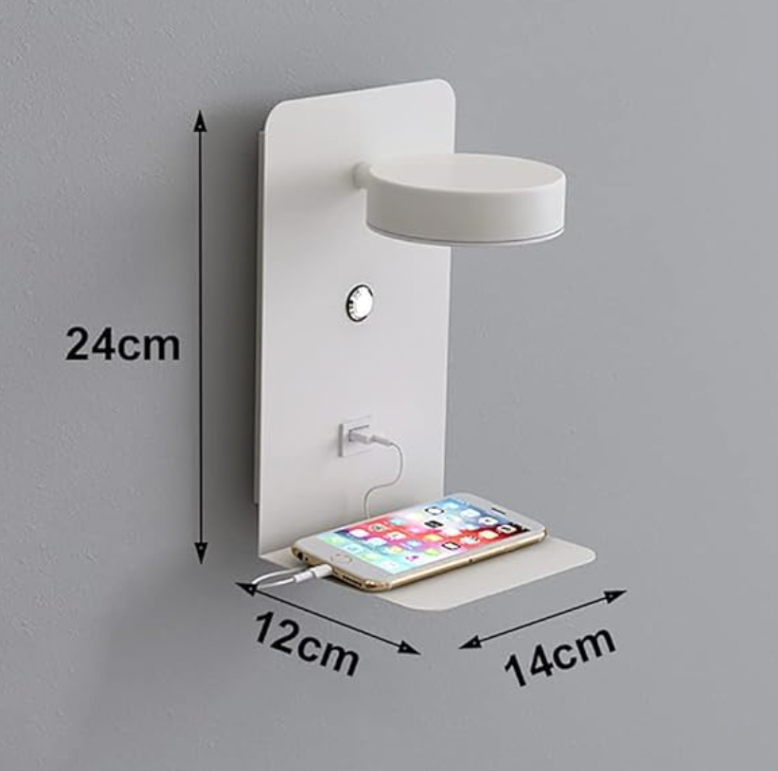 Norvo | Dimbar Multifunksjonell Led-Vegglampe Med Usb-Ladeport For Soverom