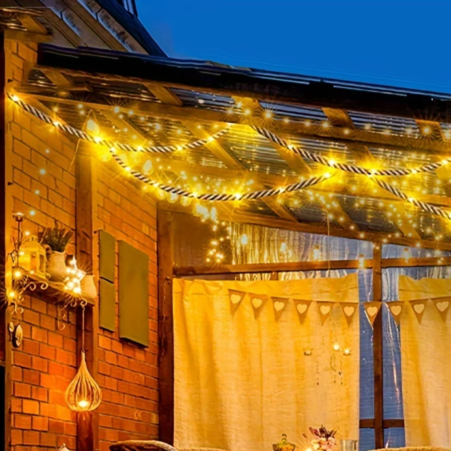 Norvo | Hamp tau solcelledrevet lampe | Holdbar dekorbelysning for hage og terrasse