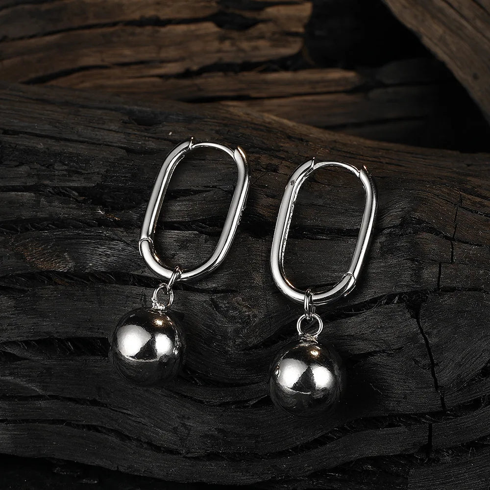 Original 925 Sterling Silver Store Perle Ball Hoops Øredobber For Kvinner 2023 Koreansk Bryllup Fest Smykke Gave For Kvinner Øredobber