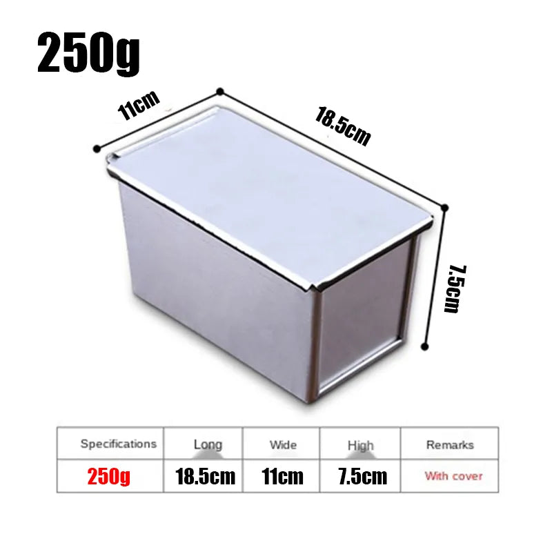 Norvo | Premium Non-stick Aluminiumlegering Toastbokser med lokk - Ulike størrelser (250g/450g/600g/750g/900g/1000g) for baking av brød og kaker