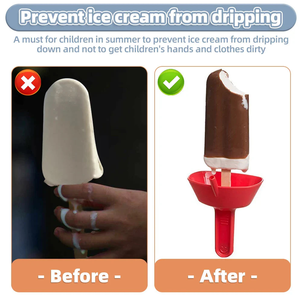 Norvo | Barn Messfri Is-Popsicle Holder med sugerør: Dryppfri iskremholder for rene frosne godsaker