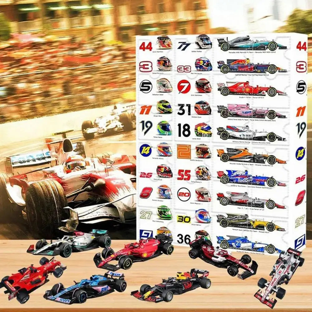 2024 F1 Adventskalender for Barn - Overraskelses Miniatyr Racing Gaver, Jule Nedtelling