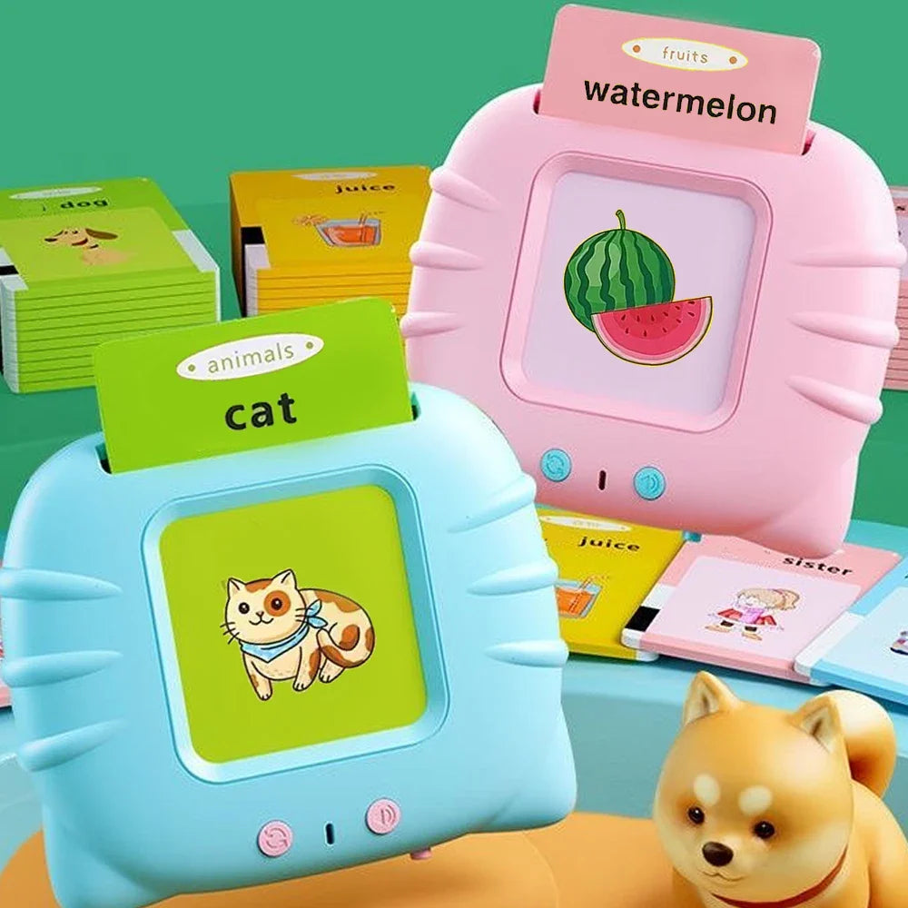 Snakkende flashkort læringsmaskin for barn - utdanningslydbok leketøy for førskolealder 2-6 år, USB-oppladbar, øyevennlig design