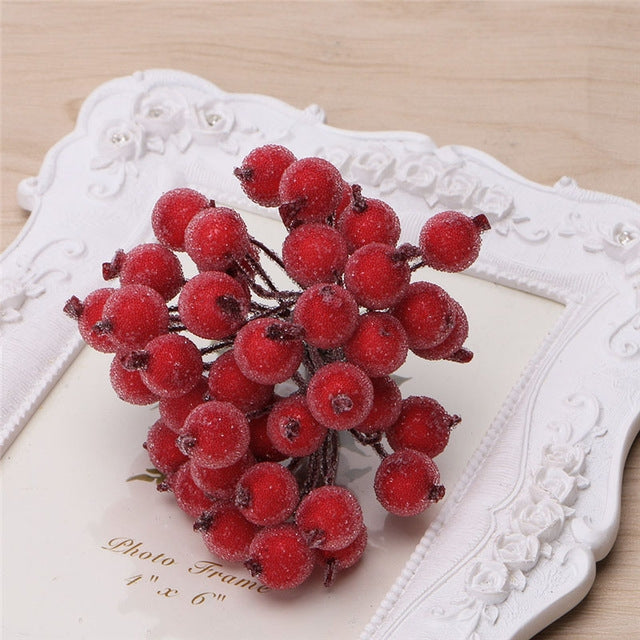 2 PCS 12mm Simulert Bær Frost Rød Liten Frukt Skum Bær DIY Tilbehør Blomsterarrangering Materiale (Rød)