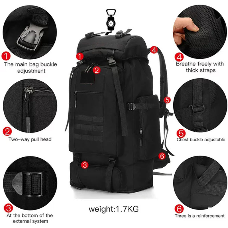 Norvo | Pack Ryggsekk Bag 100L Vanntett Taktisk Militær Vandring Camping BAG