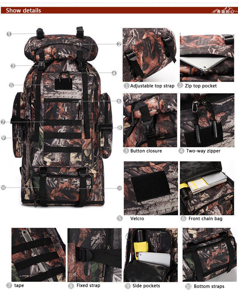 Norvo | Pack Ryggsekk Bag 100L Vanntett Taktisk Militær Vandring Camping BAG