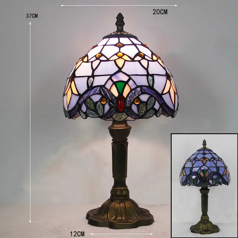 Norvo Tiffany bordlampe - Norvo | Farget glasskjerm | Justerbar base | Art Deco stil | Hjemmekontor & Stue