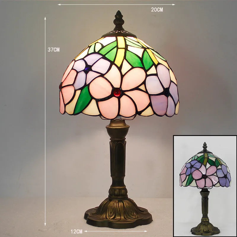 Norvo Tiffany bordlampe - Norvo | Farget glasskjerm | Justerbar base | Art Deco stil | Hjemmekontor & Stue