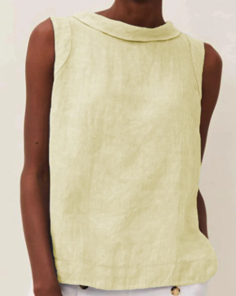 Norvo | Lin Short Sleeve Bluse Med Rund Hals