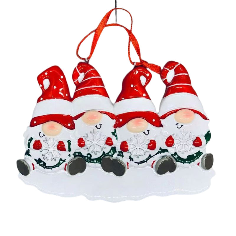 Norvo | 4 Navn-Egen Familie Jule X-mas Tre Dekorasjon Ornament med Navn-Dverger Familie