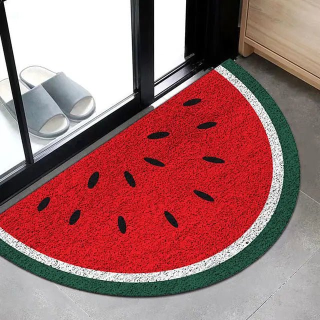 Velkommen matte med regnbue og lysfarget vannmelontrykk