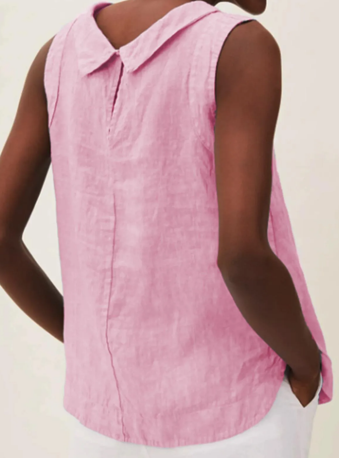 Norvo | Lin Short Sleeve Bluse Med Rund Hals