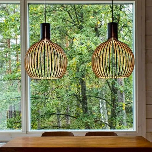Nordisk tre-fuglebur-lampe, japansk kreativ tre-hengende-lampe