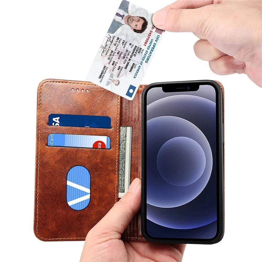 Norvo | Dekke Ekte skinn Lommebok Etui for iPhone 12