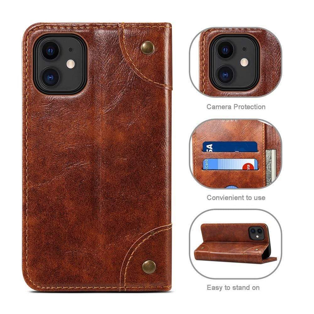 Norvo | Dekke Ekte skinn Lommebok Etui for iPhone 12