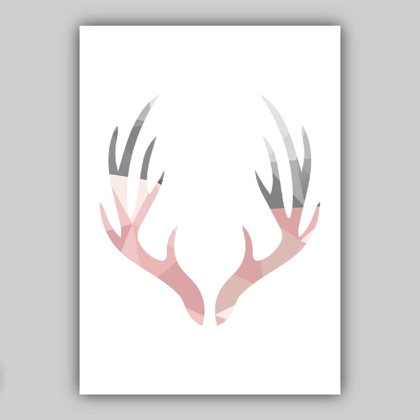 Norvo | Sett med 5 Galleri Veggkunst Skandinavisk Blush Rosa og Grå Kunstutskrifter Hjort Sett Skog Geometriske Veggbilder Plakat Kunstverk
