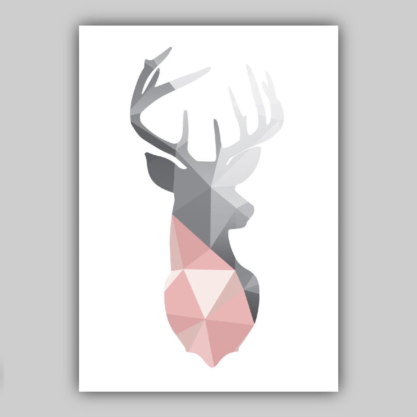 Norvo | Sett med 5 Galleri Veggkunst Skandinavisk Blush Rosa og Grå Kunstutskrifter Hjort Sett Skog Geometriske Veggbilder Plakat Kunstverk