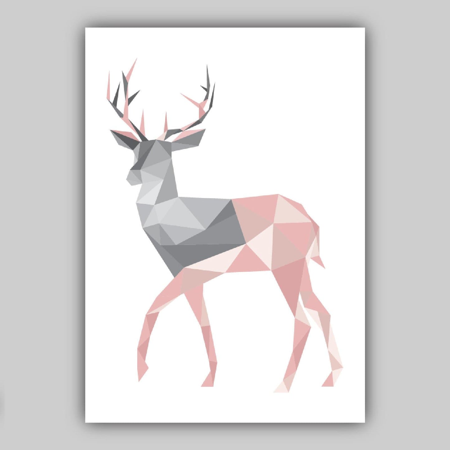 Norvo | Sett med 5 Galleri Veggkunst Skandinavisk Blush Rosa og Grå Kunstutskrifter Hjort Sett Skog Geometriske Veggbilder Plakat Kunstverk