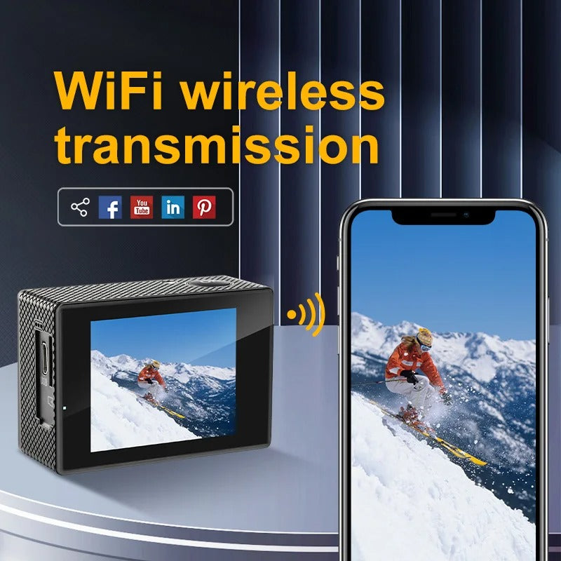 Norvo | Ultra HD Sport Pro Kamera - Wifi-aktivert og vanntett for vlogging og utendørs sport