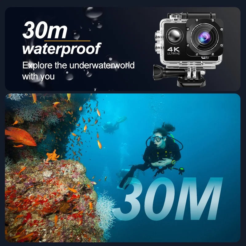 Norvo | Ultra HD Sport Pro Kamera - Wifi-aktivert og vanntett for vlogging og utendørs sport