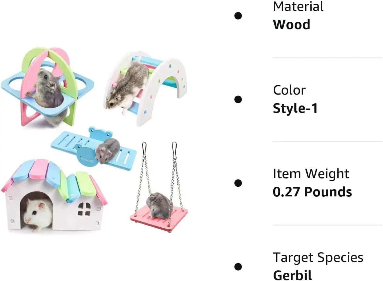 Norvo | Kjæledyr Hamster Leketøy Tre Regnbue Bro Vippe Svinger Leketøy Lite Dyr Aktivitets Klatre Leketøy DIY Hamster Bur Tilbehør