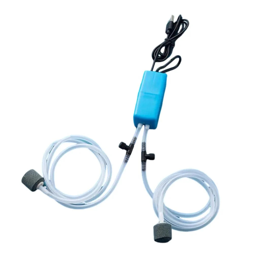 Norvo | USB-Akvariefilter Oksygumpumpe med Luftstein Stille Høyeffektiv Mini-Akvariefilter Fiskebeholdnings Tilbehør