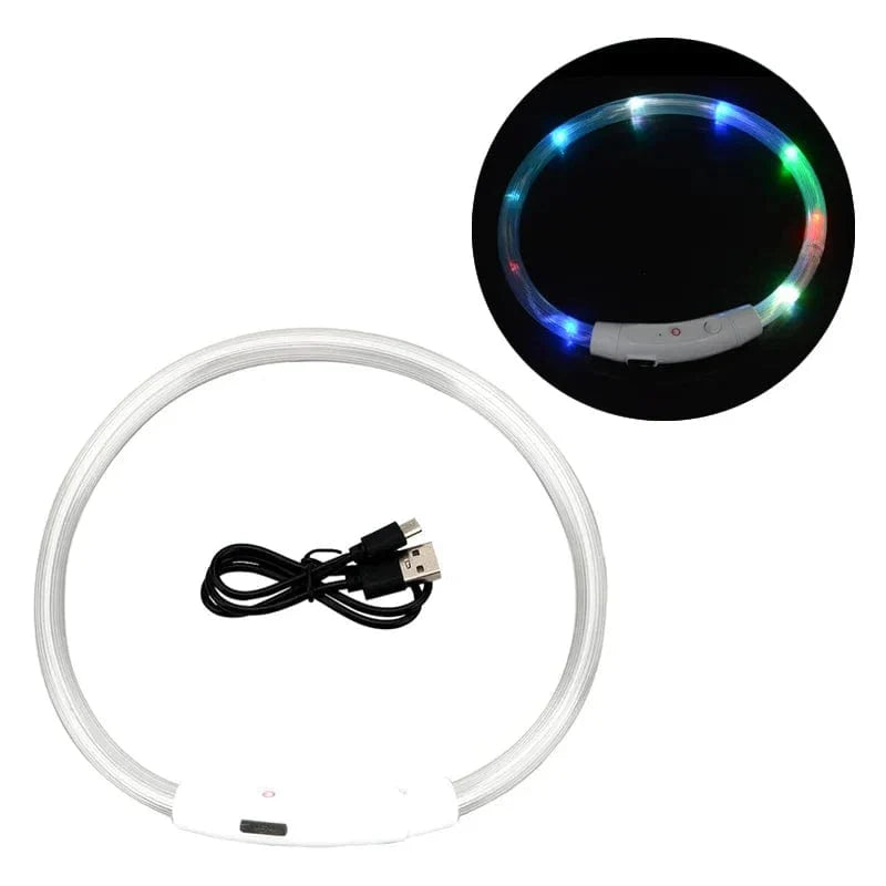 Norvo | 3 Modi Hund Luminous Ladehalsband Led Usb Katt Silikon Farger Halsbånd Avtagbar Nattslysende Kjæledyr Tapforebygging Hundetilbehør