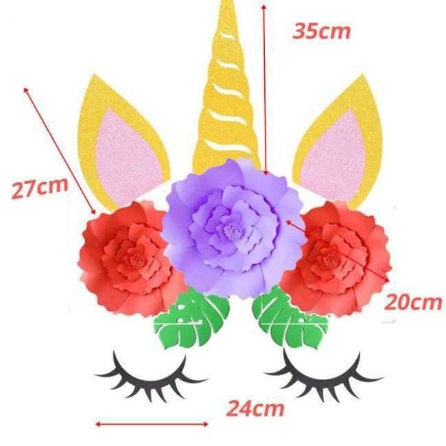 Norvo | 30cm Papirblomster med engangsservise for bursdagsfestdekorasjoner Barn Einhornfest Babyfest Tilbehør