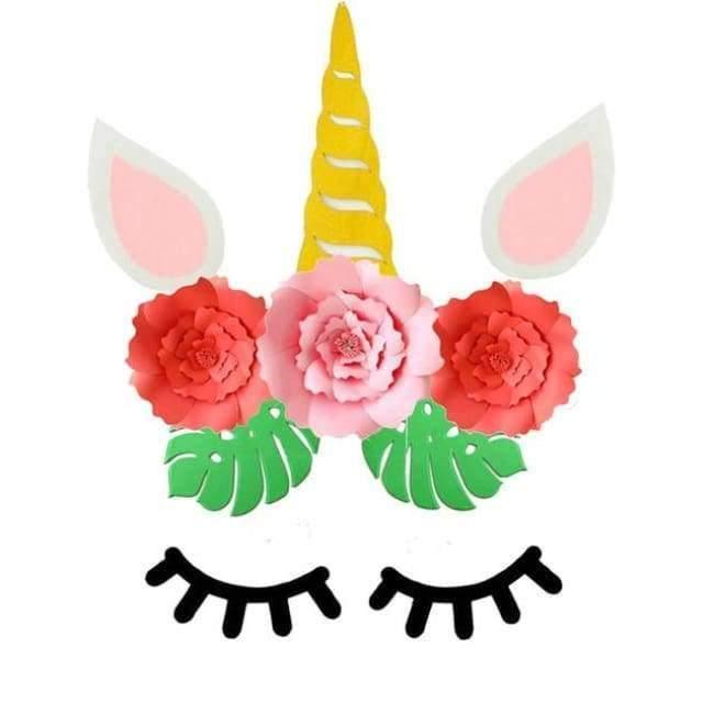 Norvo | 30cm Papirblomster med engangsservise for bursdagsfestdekorasjoner Barn Einhornfest Babyfest Tilbehør