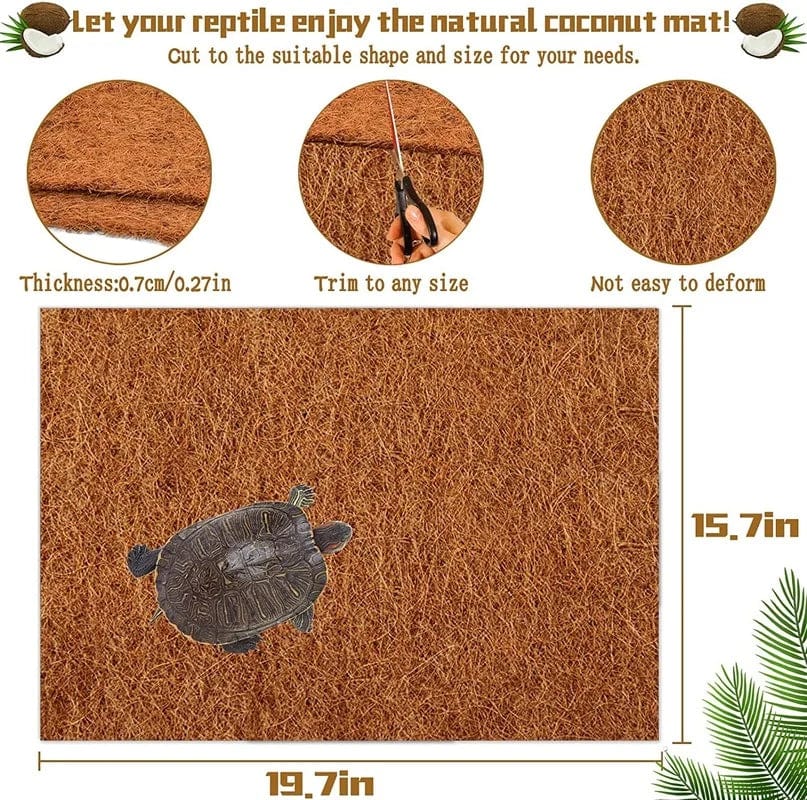 Norvo | Reptilteppe naturlig kokosfiber Coirmatte kjæledyr terrarium substrat liner gulvbelegg tilbehør for firfisle slange kanin skilpadde