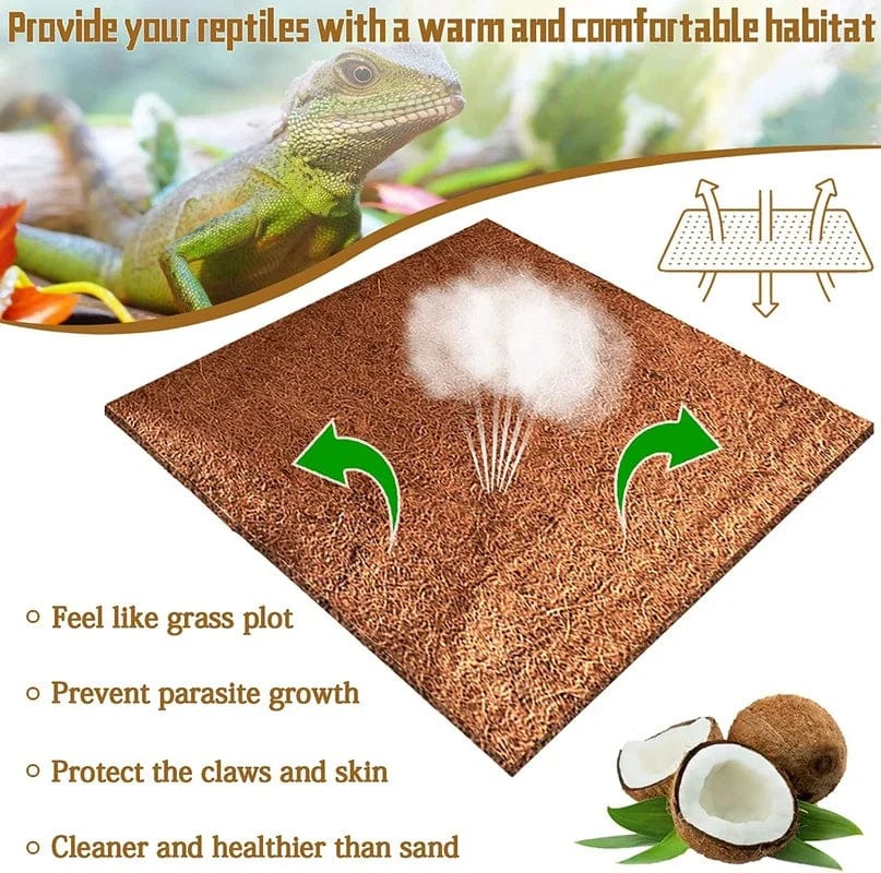 Norvo | Reptilteppe naturlig kokosfiber Coirmatte kjæledyr terrarium substrat liner gulvbelegg tilbehør for firfisle slange kanin skilpadde
