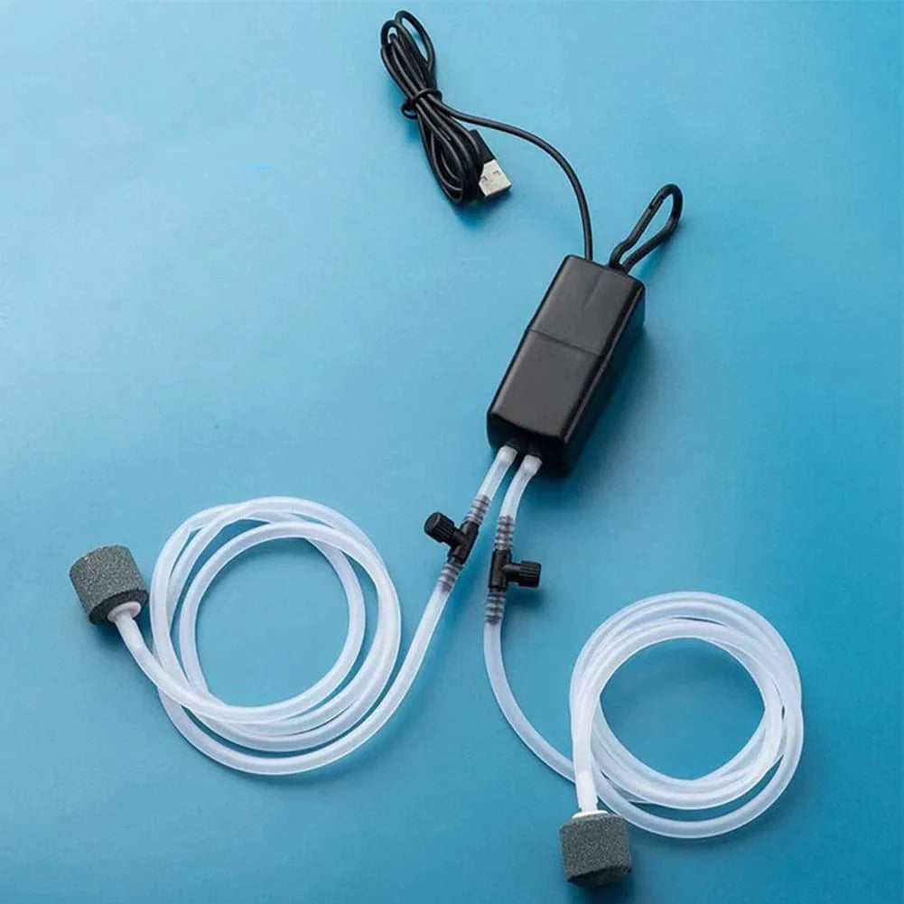 Norvo | USB-Akvariefilter Oksygumpumpe med Luftstein Stille Høyeffektiv Mini-Akvariefilter Fiskebeholdnings Tilbehør