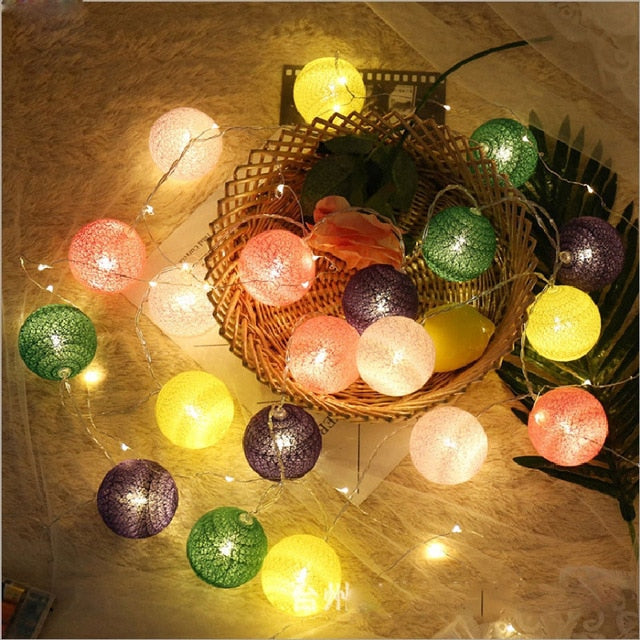 LED bomull kule lys girlander