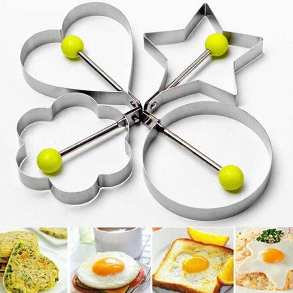 Norvo | Stål Stekt Egg Pannekake Formings Mold 4 stk sett