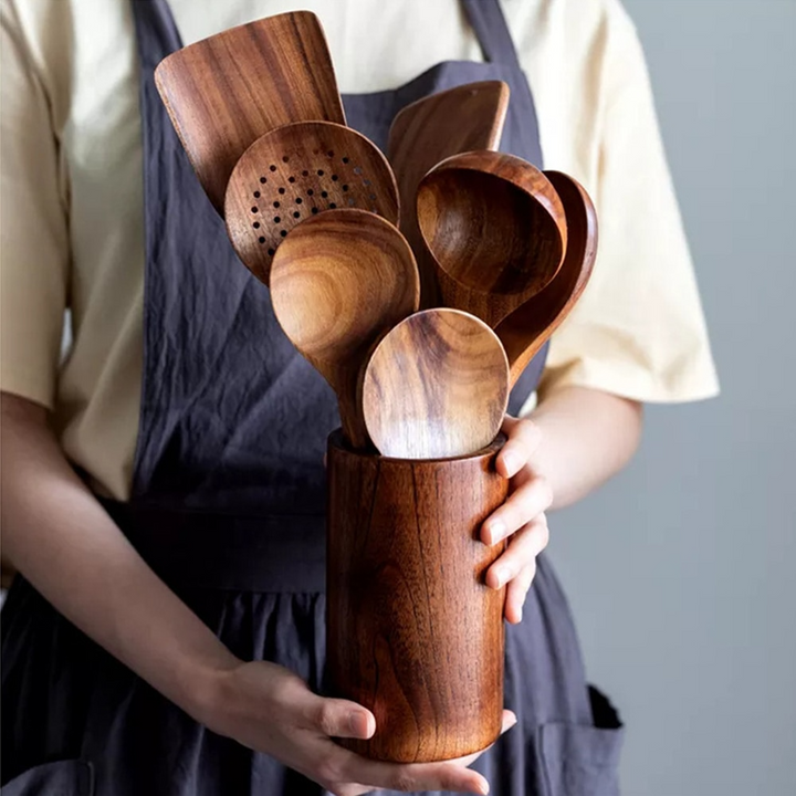 Skanto | EcoChef – Sett med teak-tre kjøkkenutstyr