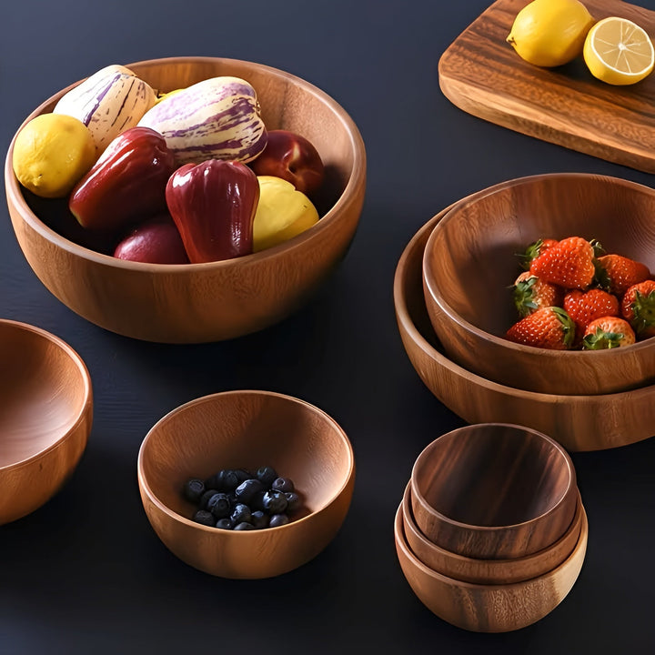 Sett med tre tre servingskåler (4-delt) – Gjenbrukbar og håndlaget | Perfekt for salat, suppe, ris og ramen | Skanto