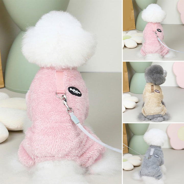 Fleece Pet Elastisk Overall med Leash Ring Skanto