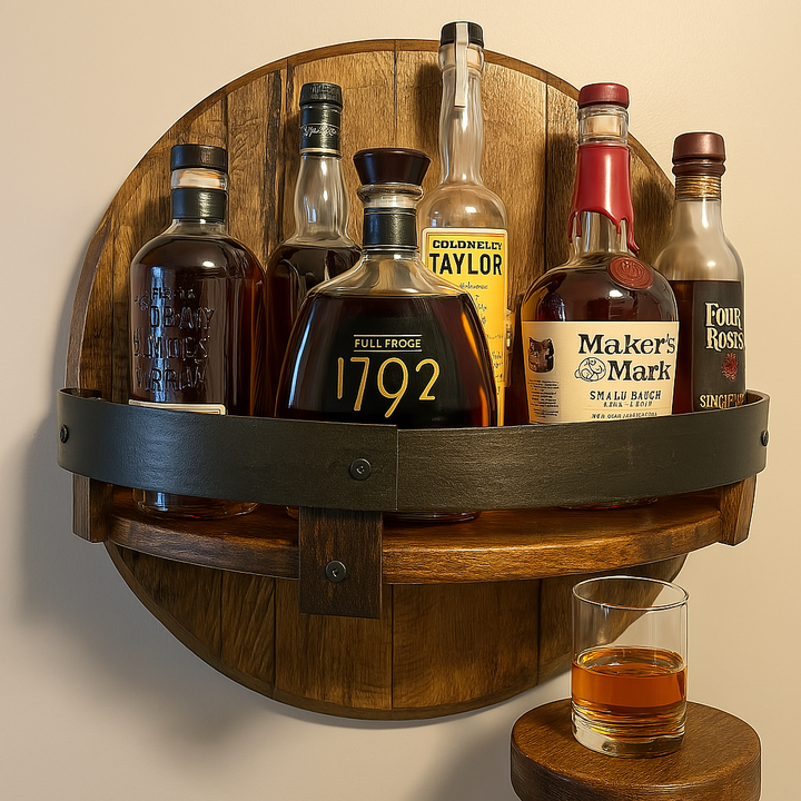 Skanto | Rustikk Eik Vegghylle for Whiskydrykker
