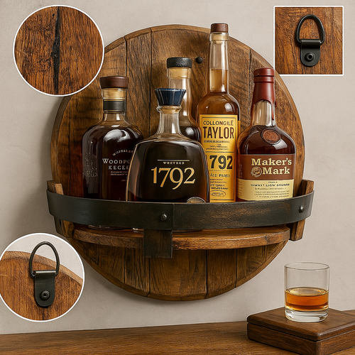 Skanto | Rustikk Eik Vegghylle for Whiskydrykker