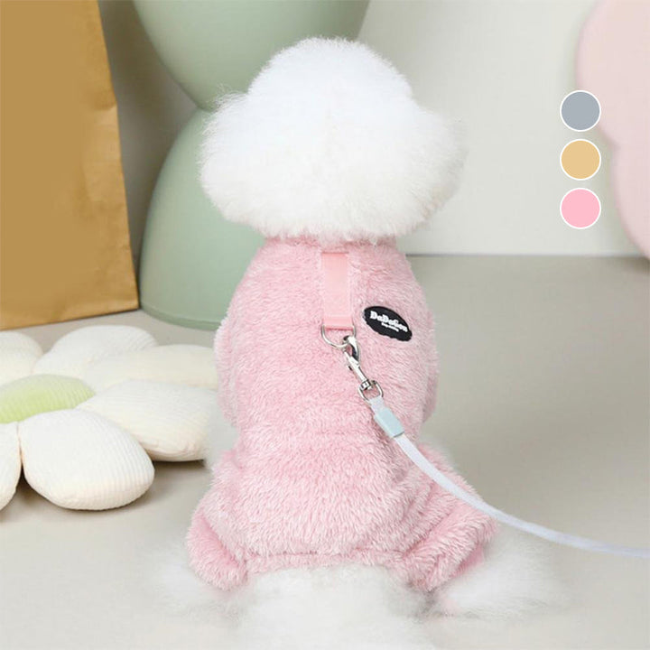 Fleece Pet Elastisk Overall med Leash Ring Skanto