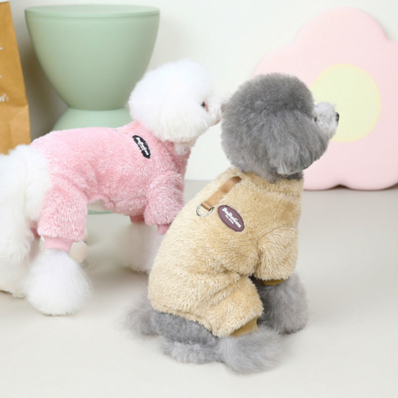 Fleece Pet Elastisk Overall med Leash Ring Skanto
